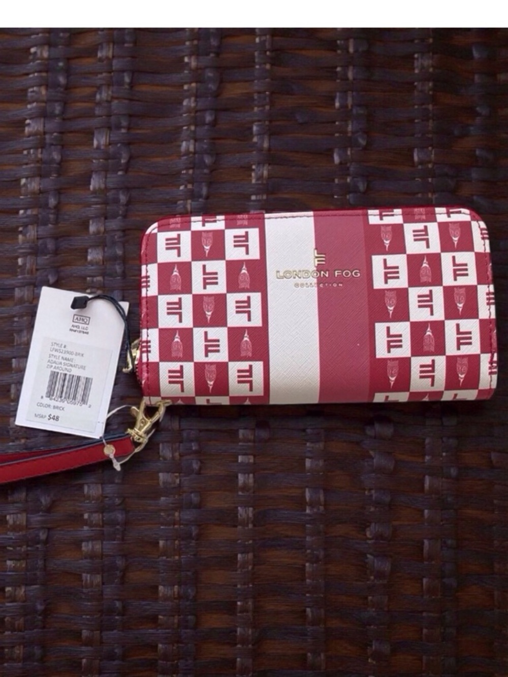 London Fog Ada Signature Zip Around Wallet (Brick Red) NWT - Picture 8 of 10